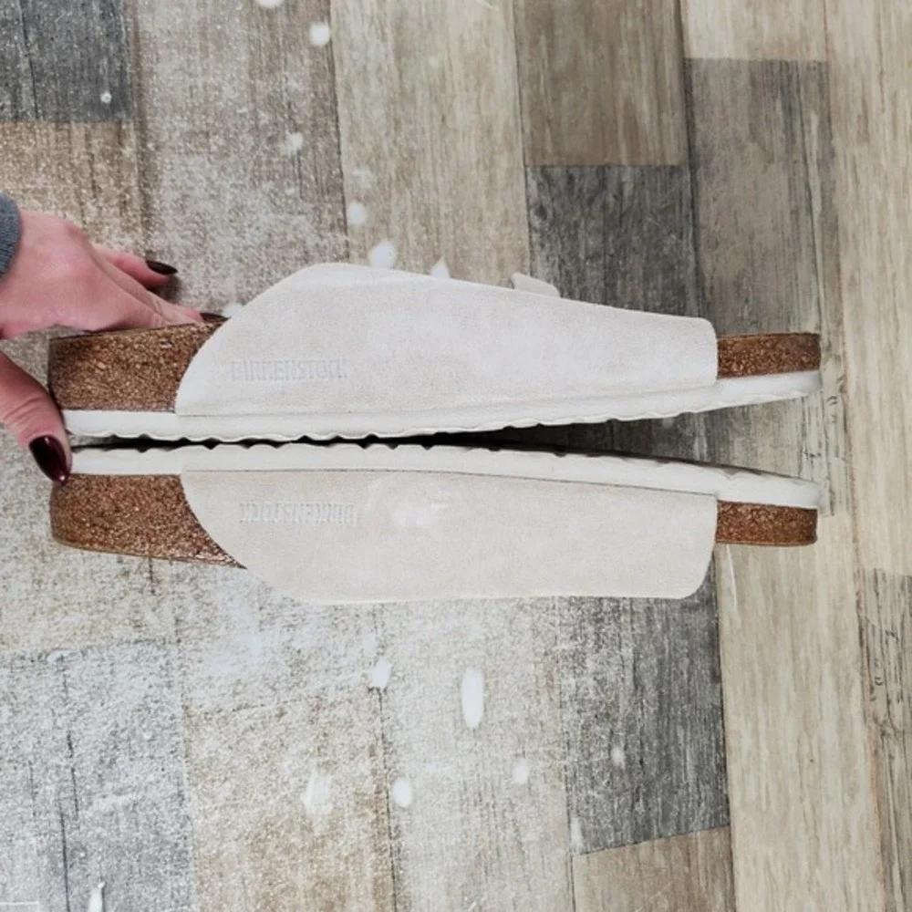 Birkenstock Zurich Slide Sandals Mens 10 Antique White Suede‎ Leather Adjustable